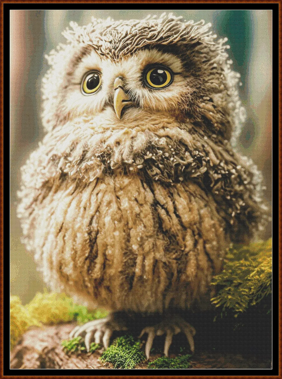 Forest Creatures - Owl patterns are expertly created from art by Alan Frijins under Public Domain CC0 license Forest Creatures - Owl is a fantasy bird pattern that comes as a full coverage pattern with no back-stitching. Additionally, Forest Creatures - Owl is available in 3 different design sizes - cross stitch small, regular & XL Each sale includes both B&W and colour charts