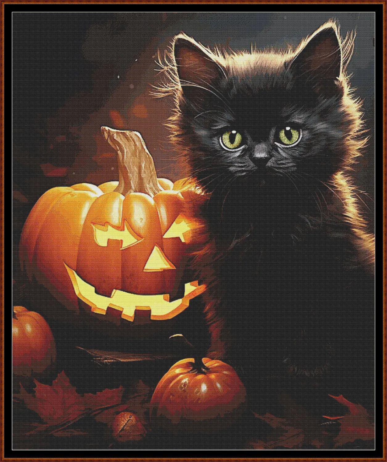 Halloween Kitty - Black patterns are expertly created from art by DC Williams under Public Domain CC0 license Halloween Kitty - Black is a cute seasonal cat pattern