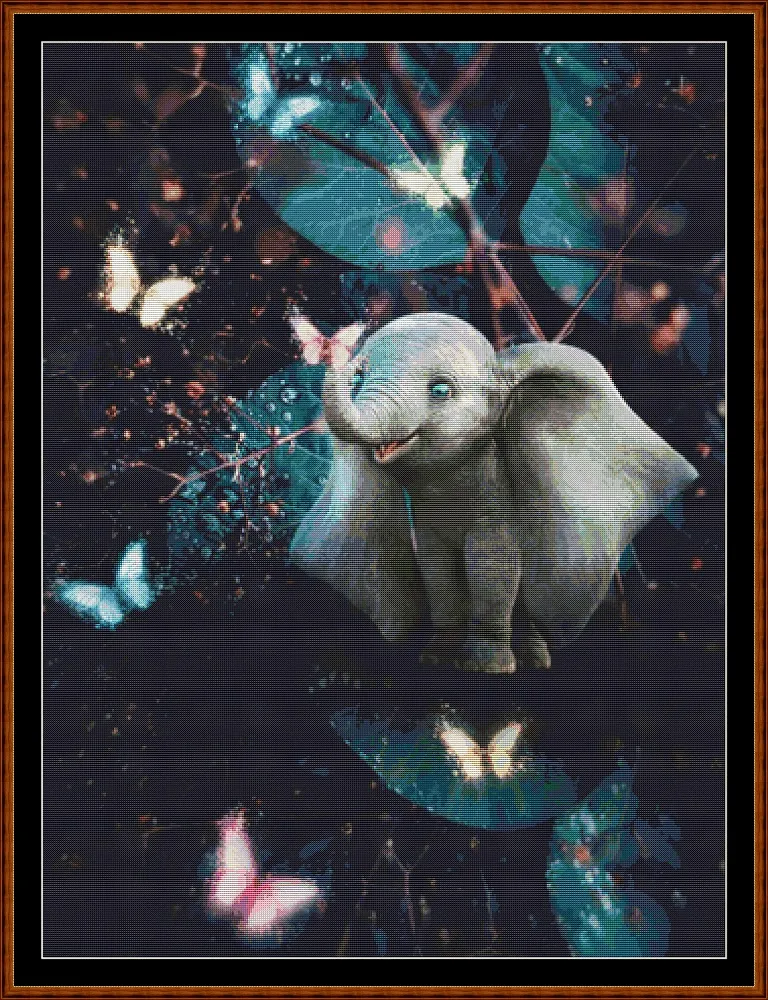 Butterfly Elephant fantasy patterns created from art by Эльвина Якубова (elvina1332) under CC0 license