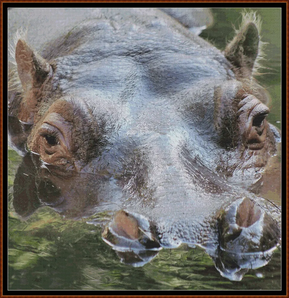Water Babies - Hippo cross stitch patterns are expertly created from art by Dominik Rheinheimer under CC0 license